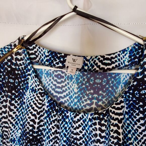 Worthington Dress Shades of Blue Sleeveless Stretchy, Size 1X - Picture 3 of 6